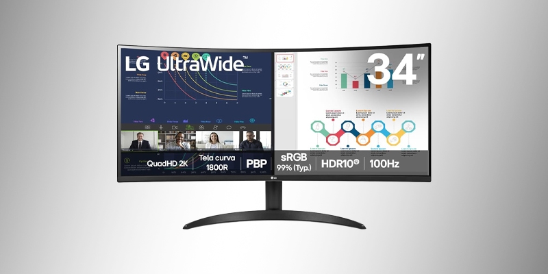 LG UltraWide 34WR50QK-B - Ultrawide gigante para produtividade